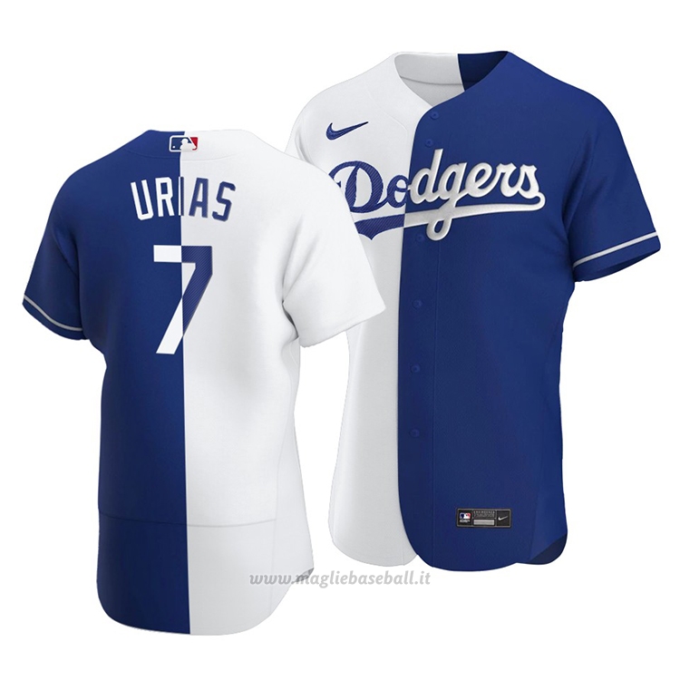 Maglia Baseball Uomo Los Angeles Dodgers Julio Urias Bianco Blu